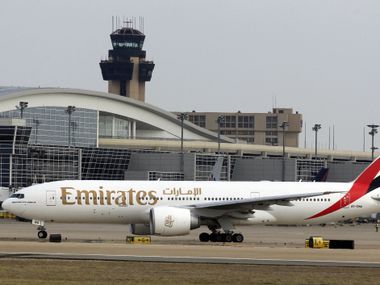 Emirates Airlines, based in Dubai, flies out of DFW International Airport and has the world's largest fleet of long-haul jets.