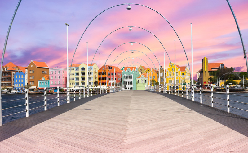 Floating pantoon bridge in Willemstad, Curacao