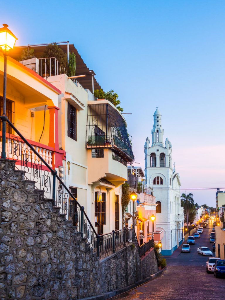 View of a street in the colonial district in Santo Domingo, Dominican Republic